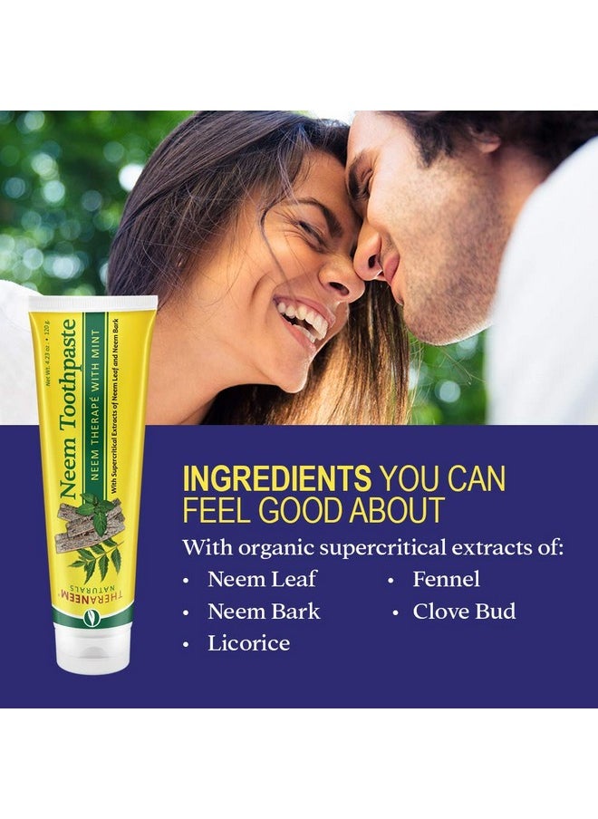 thera neem - TheraNeem Neem Therape Toothpaste, Mint | Supports Healthy Teeth, Gums & a Fresh Mouth | No Fluoride & Vegan | 4.23 oz - Image 1