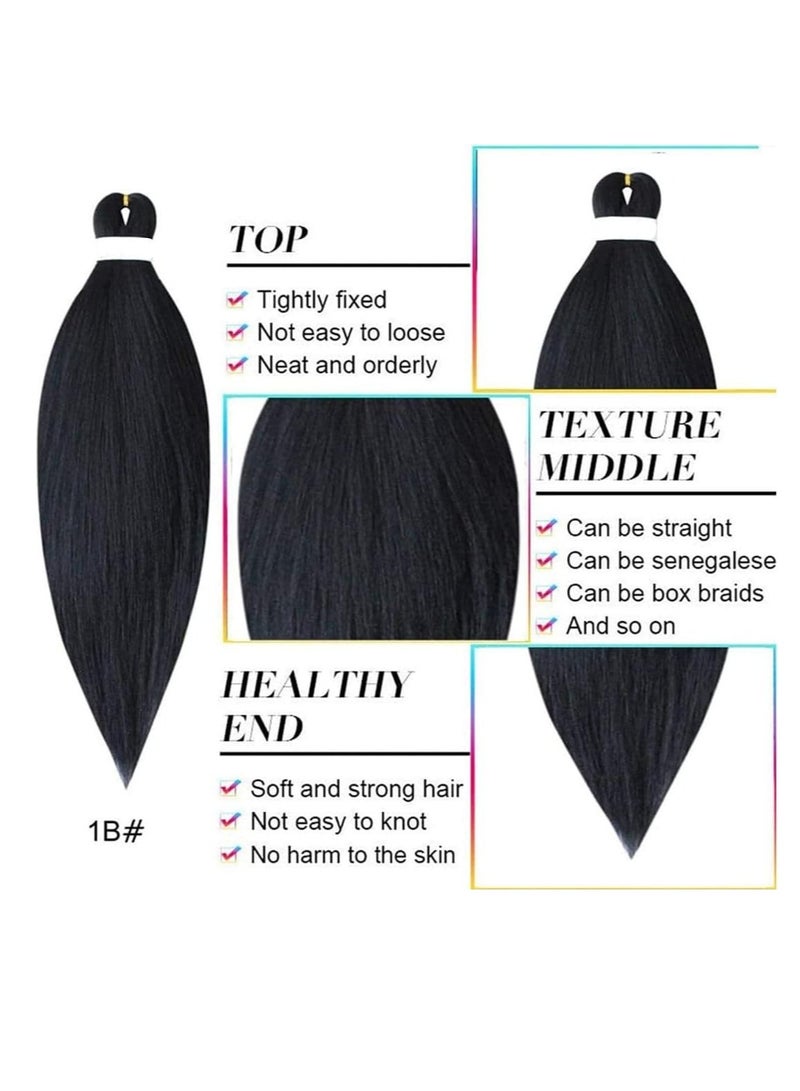 إستيل وصلات شعر صناعية ممددة مسبقًا بطول 66.34 سم، شعر تجديل ياكي احترافي لضفائر مربعة من السنغالية، أنماط كروشيه، ألياف كانيكالون 100% مقاومة للعرق، أسود، 4 قطع - Image 2