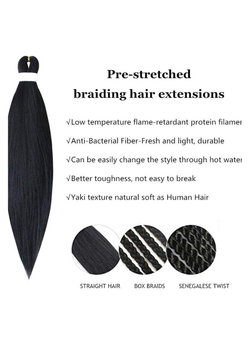 إستيل وصلات شعر صناعية ممددة مسبقًا بطول 66.34 سم، شعر تجديل ياكي احترافي لضفائر مربعة من السنغالية، أنماط كروشيه، ألياف كانيكالون 100% مقاومة للعرق، أسود، 4 قطع - Image 4