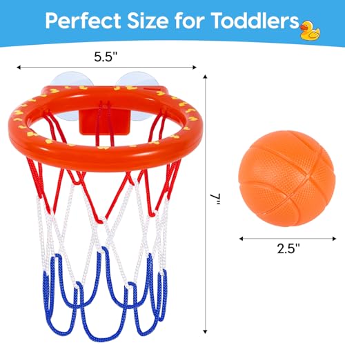 Auvitaya Bath Toys Bathtub Basketball Hoop for Kids Toddlers Bath Shower Toys for Kids Strong Suction Cup Basketball Hoop 3 Soft NoHole Balls Set for Toddlers Boys and Girls - Image 5