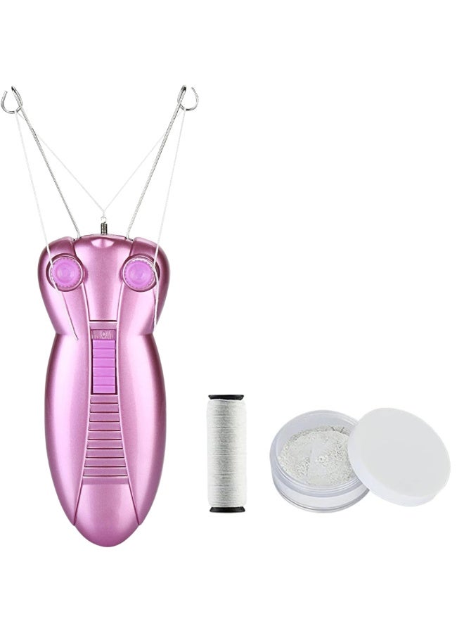 آلة إزالة شعر الوجه الكهربائية بخيط قطني للسيدات، آلة إزالة شعر الوجه بالخيط الأوتوماتيكية للشعر الناعم على الوجه والذقن والشفة العليا والذراعين - Image 1