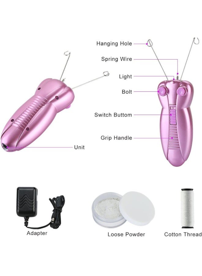 آلة إزالة شعر الوجه الكهربائية بخيط قطني للسيدات، آلة إزالة شعر الوجه بالخيط الأوتوماتيكية للشعر الناعم على الوجه والذقن والشفة العليا والذراعين - Image 2