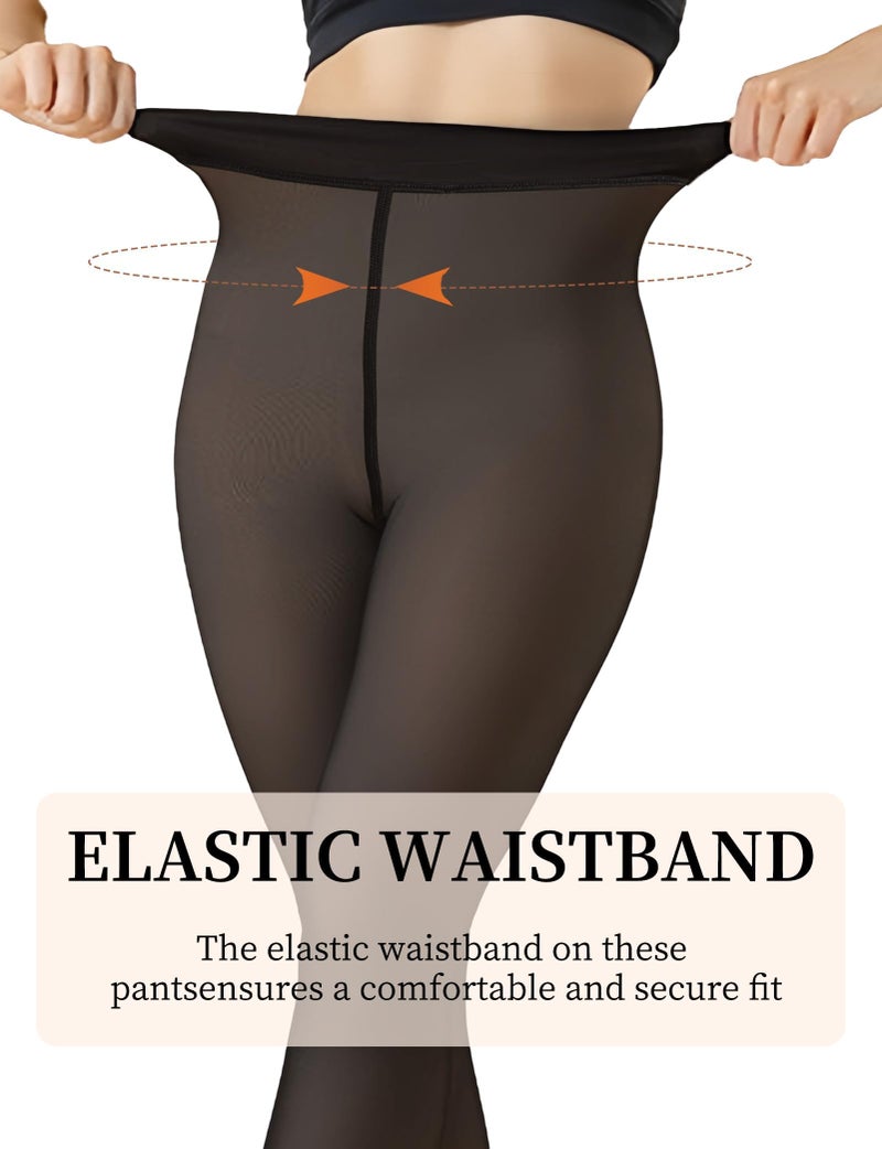 Buauty Fleece Lined Tights Sheer for Women-Fake Translucent Thermal Leggings High Waist Thick Warm Pantyhose for Winter - Image 2