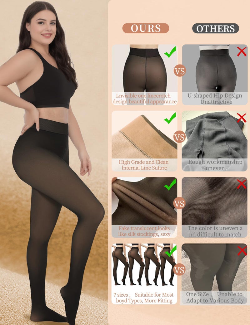 Buauty Fleece Lined Tights Sheer for Women-Fake Translucent Thermal Leggings High Waist Thick Warm Pantyhose for Winter - Image 5