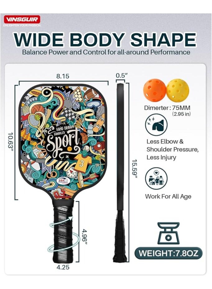 مجموعة مضرب Pickleball ، USAPA Certified Pickleball Racket 2-Piece Set with 4 Pickleballs and Bag ، Pickleball Racket Women 's Beginner Gift - Image 2