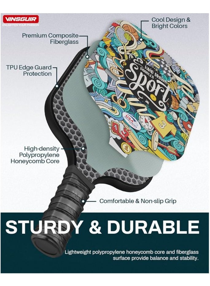 مجموعة مضرب Pickleball ، USAPA Certified Pickleball Racket 2-Piece Set with 4 Pickleballs and Bag ، Pickleball Racket Women 's Beginner Gift - Image 3