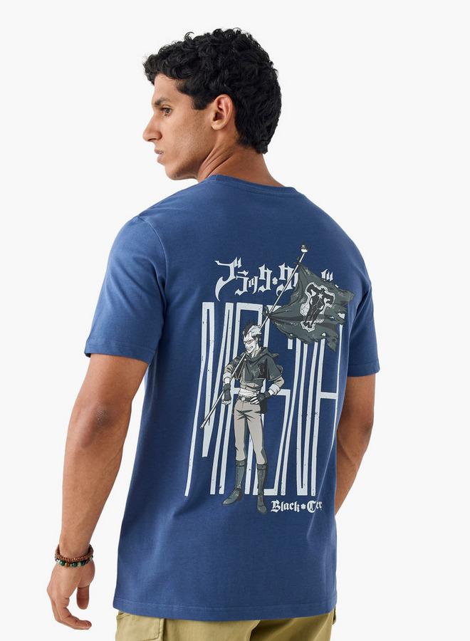 Splash FAV Black Clover Print T-shirt with Crew Neck and Short Sleeves - Image 3