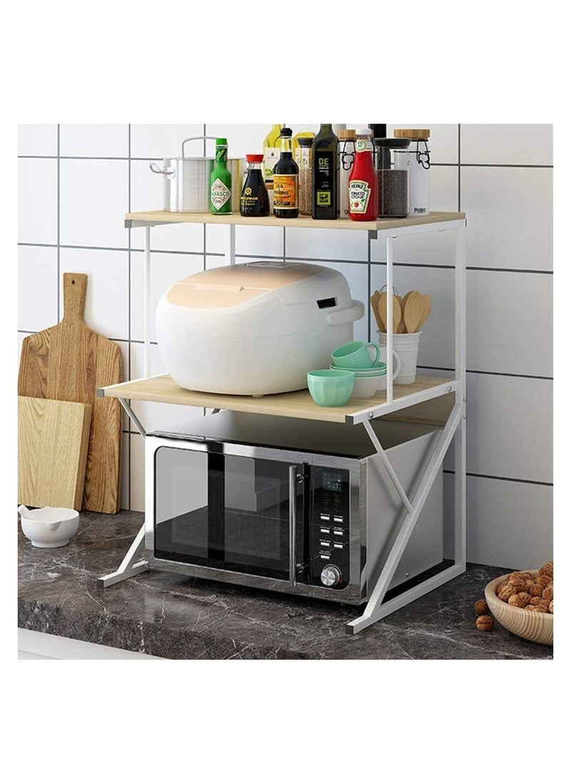 XICEN - Microwave Stand Oven Storage Rack, 3-Tier Microwave Shelf Kitchen Organizer Shelf, Wood Kitchen Counter Spice Rack Desktop for Kitchen - Image 1
