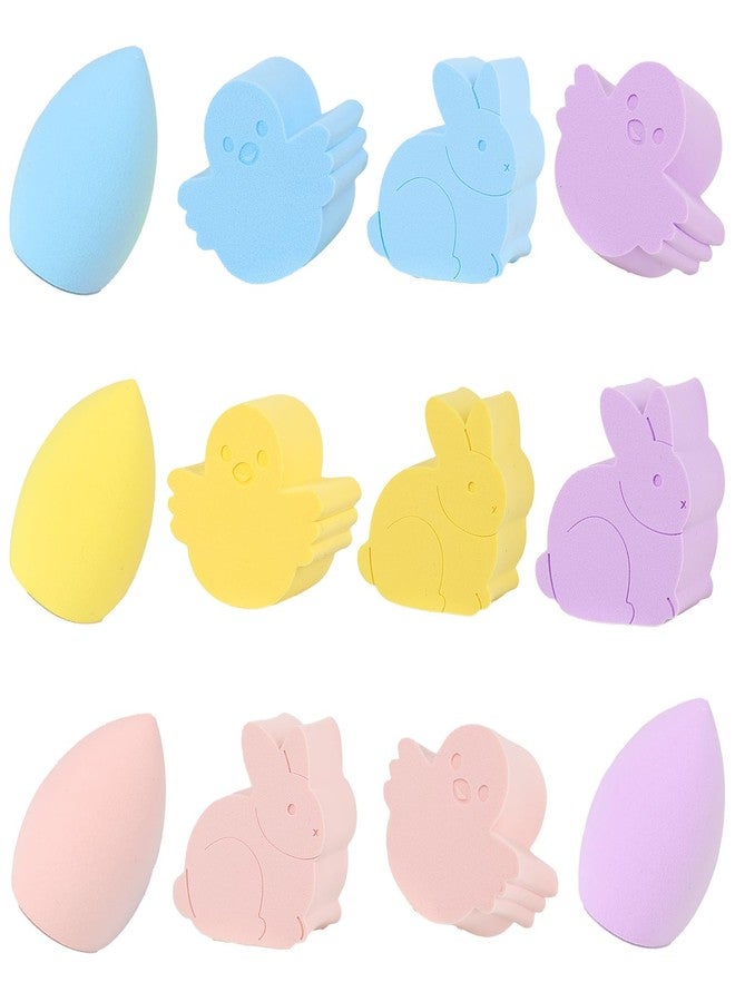 Lettry Easter Makeup Sponge Set - 12 Pcs Bunny Chick Egg Shape Makeup Blender, Soft Latex-Free Beauty Sponge for Foundation, Powder & Cream, Wet/Dry Use, Gentle Easter Presents for Women & Makeup Lovers - Image 1