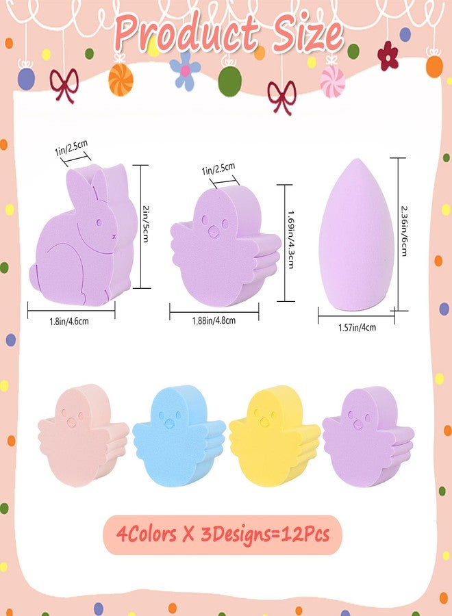 Lettry Easter Makeup Sponge Set - 12 Pcs Bunny Chick Egg Shape Makeup Blender, Soft Latex-Free Beauty Sponge for Foundation, Powder & Cream, Wet/Dry Use, Gentle Easter Presents for Women & Makeup Lovers - Image 2
