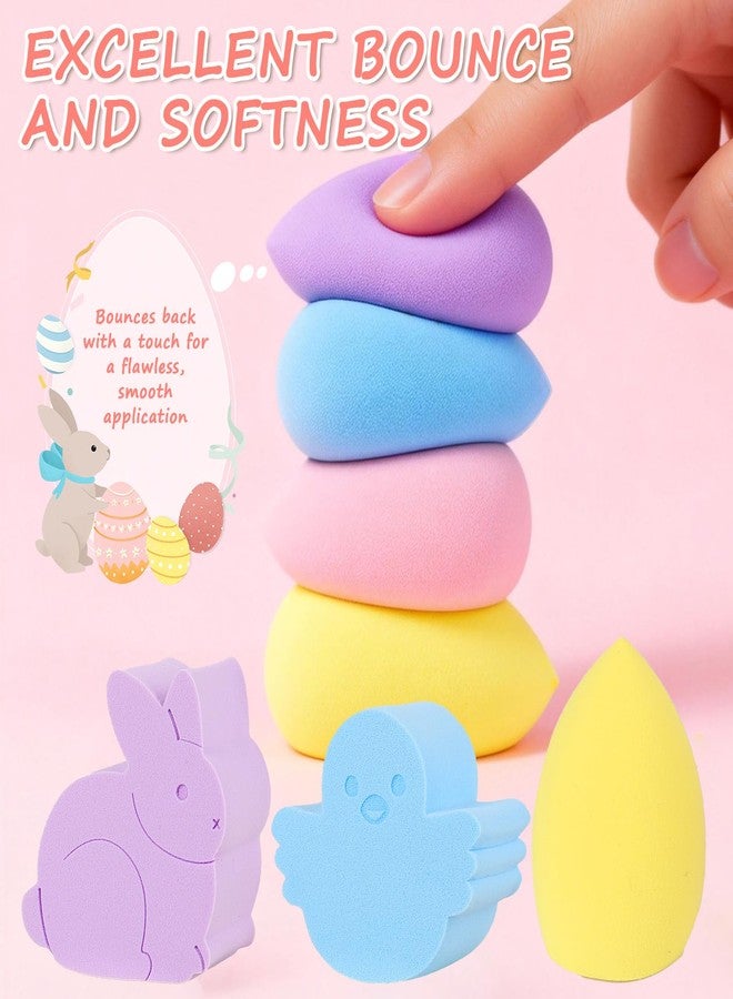 Lettry Easter Makeup Sponge Set - 12 Pcs Bunny Chick Egg Shape Makeup Blender, Soft Latex-Free Beauty Sponge for Foundation, Powder & Cream, Wet/Dry Use, Gentle Easter Presents for Women & Makeup Lovers - Image 3