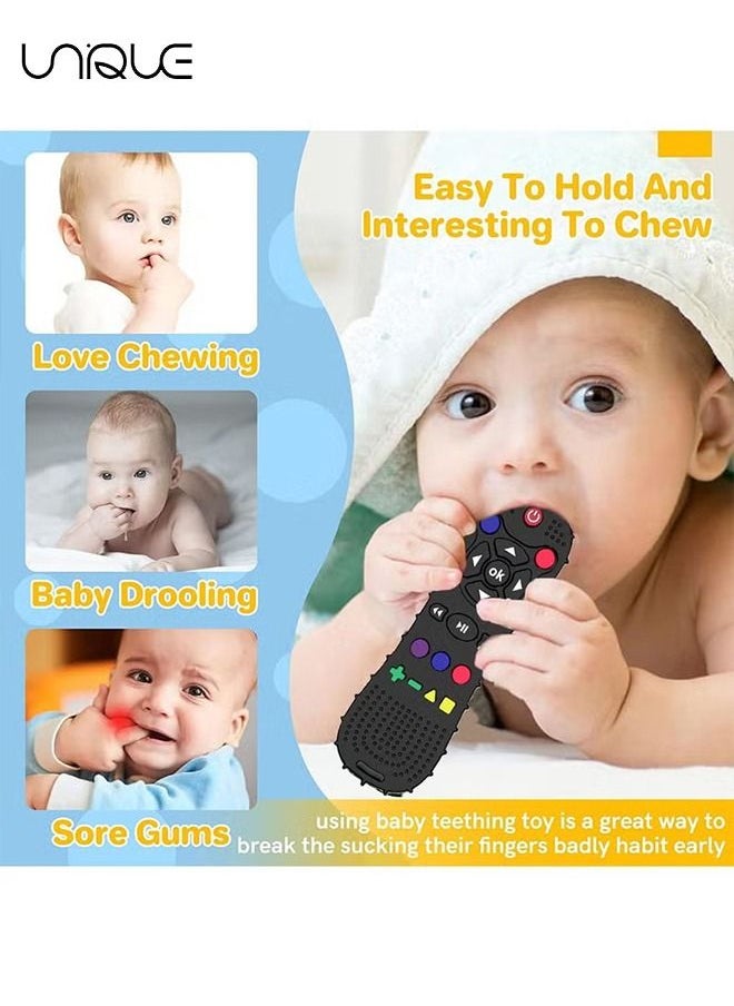 1Pcs Silicone Baby Remote Control Teether - Baby Teether Toys - Chew Toys - Teething Relief Toys for Babies 1-24 Months (Black)