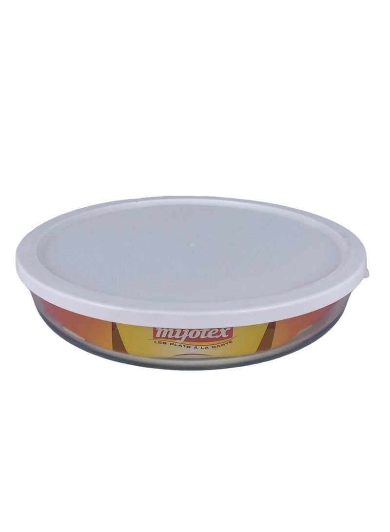 MIJOTEX Round Borosilicate Glass Food Container Clear White