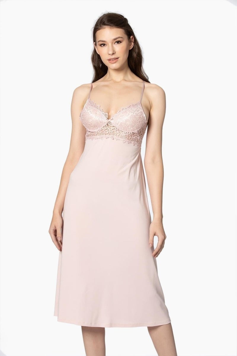 pierre cardin 5045 Women's Modal Six-Up Cotton Nightgown Dressing Gown - Powder  - Image 5