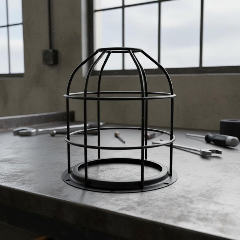 Bulb Shock Barrier Resistant Bulb Protector Heavy-Duty Wire Cage Lamp Protector for Workshop, Warehouse, Basement, Red Jd-01 - Image 4