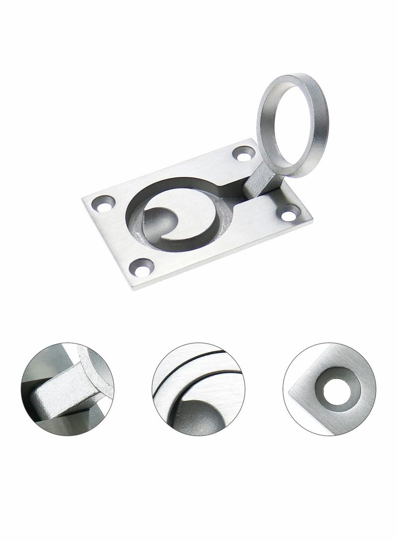 Excefore Square Flush Pull Ring Handles, 2 Pack Stainless Steel Hidden Recessed Furniture Handle, Recessed Boat Hatch Latch Cabinet Flush Mount Lifting Ring Pull Handle (2.44 x 1.73 Inch)  - Image 3