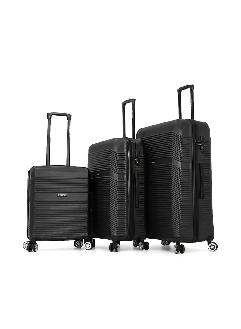 GIORDANO Hardside Luggage Trolley Bag 3 Pieces Set,Black (S-20",M-24",L-28")