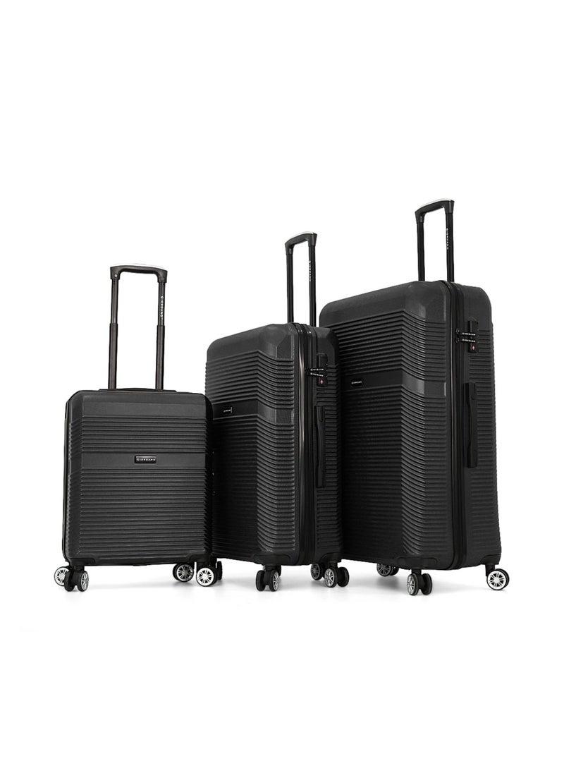 GIORDANO Hardside Luggage Trolley Bag 3 Pieces Set,Black (S-20",M-24",L-28")  - Image 1