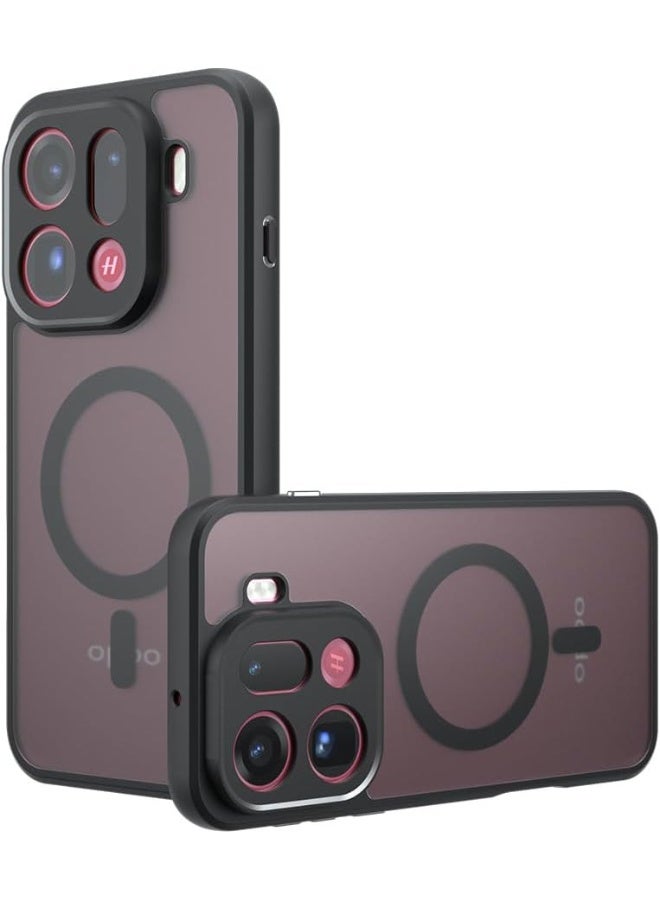 VKL Magnetic Case for OPPO Find X9 Pro, [Support Wireless Charging] Frosted Matte Translucent Black Case Anti-Yellowing Airbag Protection PC+TPU Shockproof Cover - Image 1