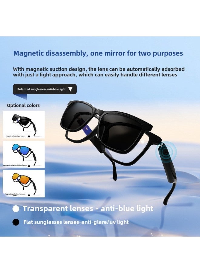 Smart Glasses GS05 Bluetooth Glasses Magnetic Sunglasses Driving Calls Listening To Songs Anti-ultraviolet Anti-blue Light-Color:Black - Image 3