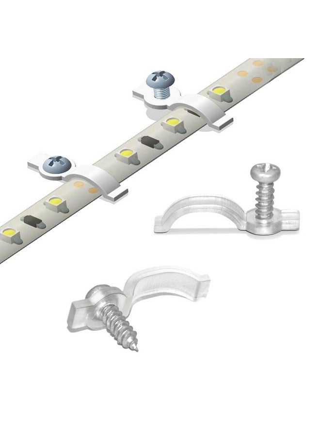 GRIVER 100 Pack Strip Light Mounting Brackets,Fixing Clips,One-Side Fixing,100 Screws Included (Ideal for 10mm Wide Waterproof Strip Lights) - Image 1