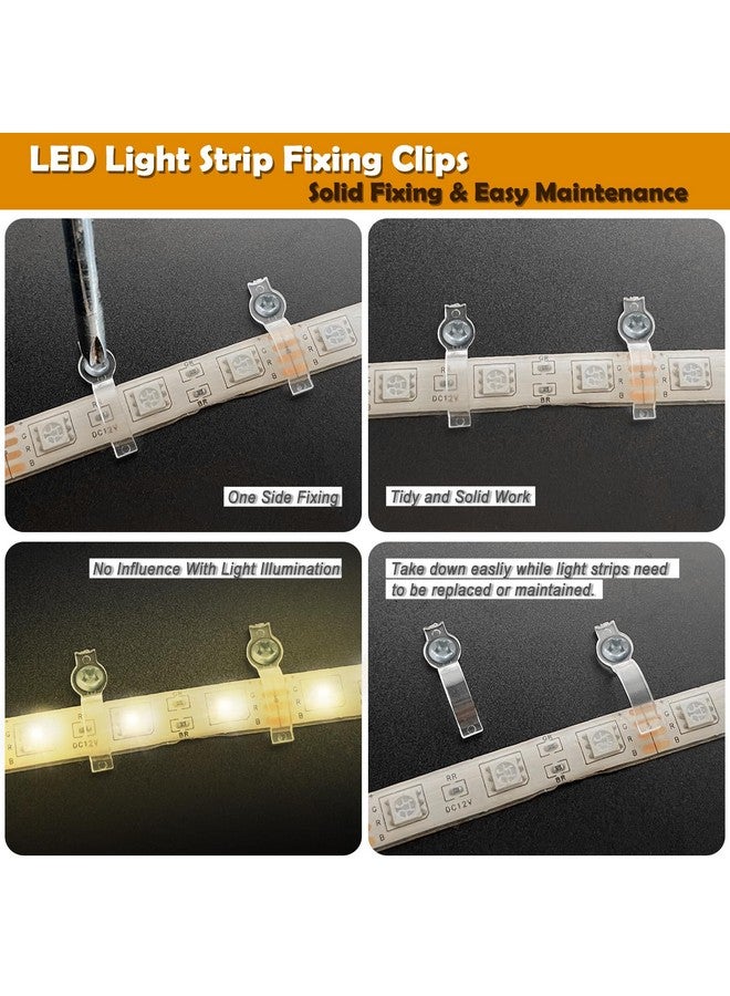 GRIVER 100 Pack Strip Light Mounting Brackets,Fixing Clips,One-Side Fixing,100 Screws Included (Ideal for 10mm Wide Waterproof Strip Lights) - Image 4