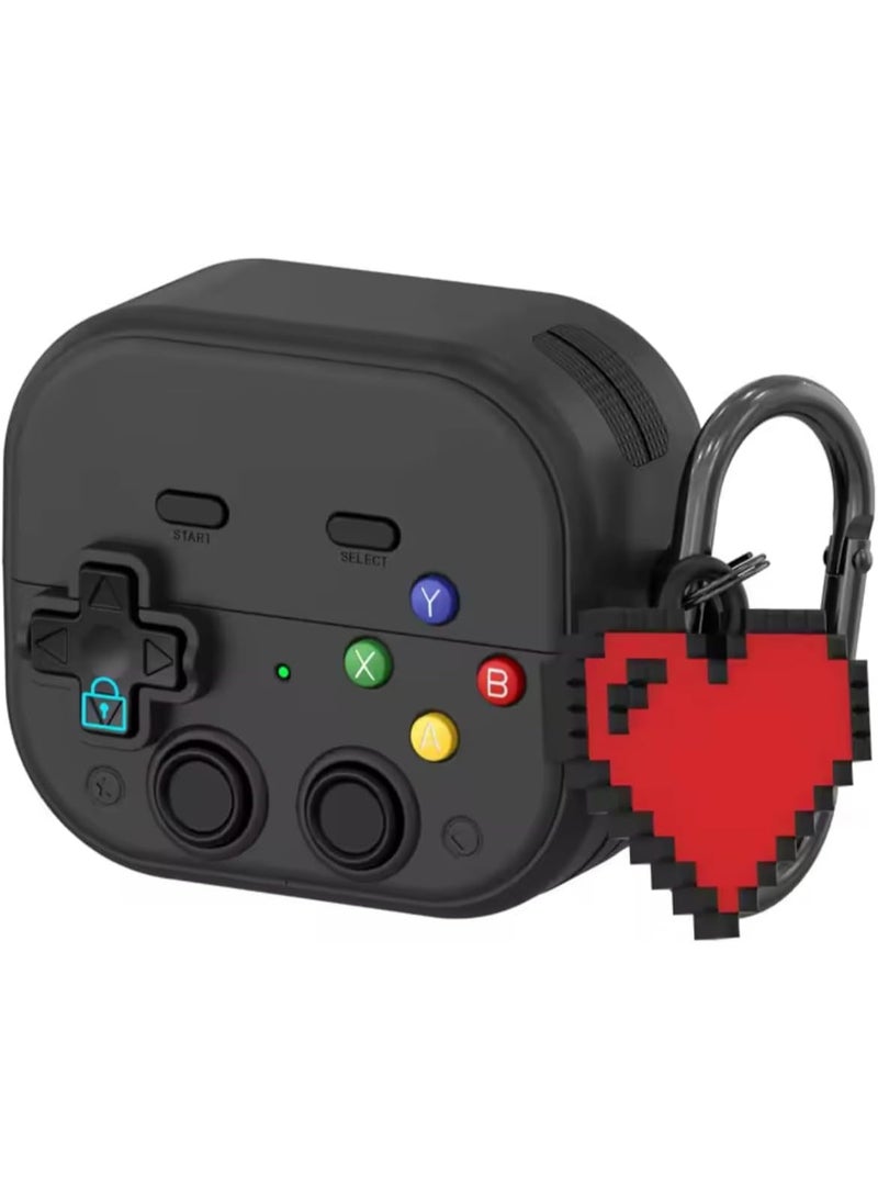 Fekra 3D Cover for Samsung Galaxy Buds 3 / Buds 3 Pro Protective Silicone Skin Cover with Carabiner Fashion Retro Gaming Machine Earbuds Case Cover for Samsung Galaxy Buds 3 Pro/Buds 3 (PC Black) - Image 1