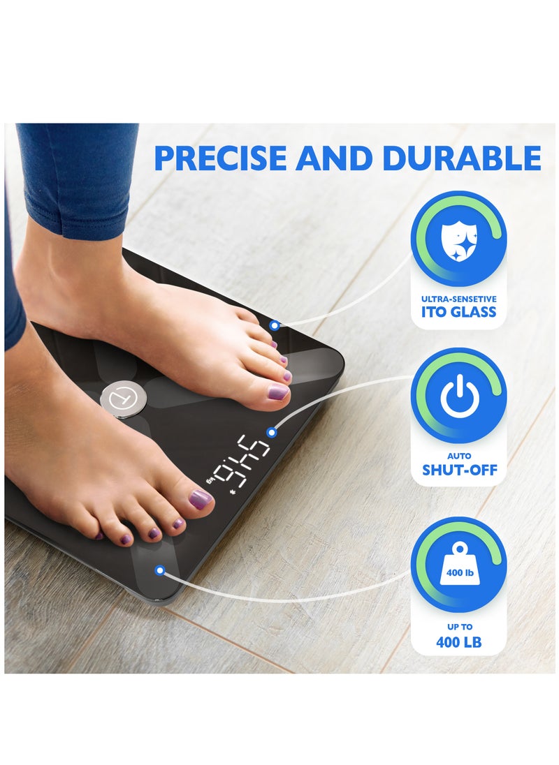 Titan Electronics - T Electronics Smart Scale for Body Weight, BMI, Muscle Mass, Electronic Body Composition Monitor – Bluetooth Digital Body Fat Biometrics Bathroom Scale Health Analyzer with APP, 14 Health Indicators - Image 1