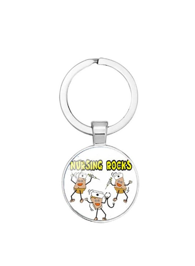 Unisex Nurse Metal Keychain Silver - Image 1