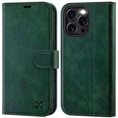 OCASE Compatible with iPhone 16 Pro Wallet Case, PU Leather Flip Folio Case with Card Holders RFID Blocking Kickstand [Shockproof TPU Inner Shell] Phone Cover 6.3 Inch 2024, Blackish Green - Image 1