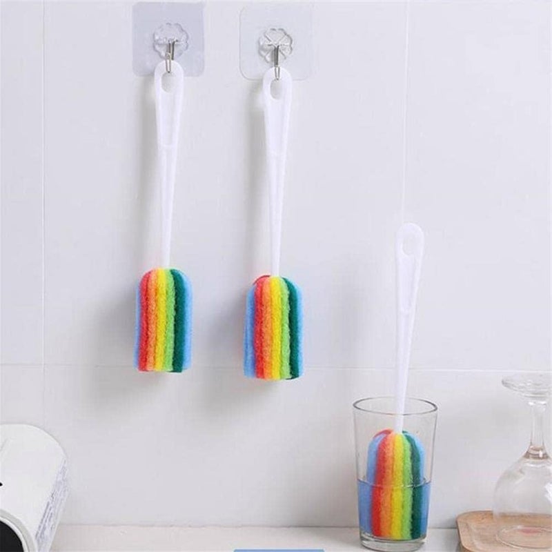 woobles 1 Pcs Rainbow Color Cup Cleaning Brush Kitchen Sponge Tool Brush Glass Dishwashing Household Cleaner T3D4 Brush - Image 5