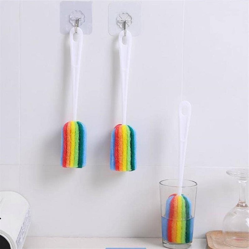 woobles 1 Pcs Rainbow Color Cup Cleaning Brush Kitchen Sponge Tool Brush Glass Dishwashing Household Cleaner T3D4 Brush - Image 3
