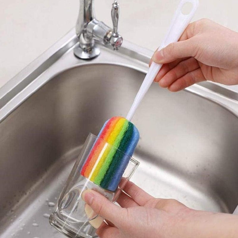 woobles 1 Pcs Rainbow Color Cup Cleaning Brush Kitchen Sponge Tool Brush Glass Dishwashing Household Cleaner T3D4 Brush - Image 4