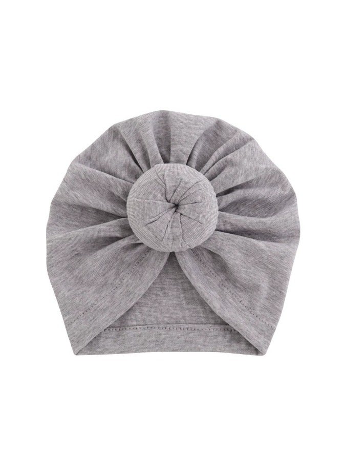 Baby Soid Color Maruko Hat Headcarf Doughnut Girl Head Cap 1 month to 24 month Grey - Image 1