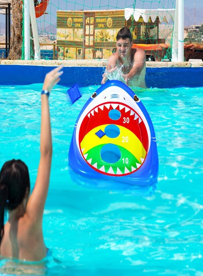 JOINBO Kids Fun Pool Toys,Inflatable Shark Cornhole Board Floating Water Game Outdoor Swim Play for Adults Family,Cool Summer Party Gift for 6 7 8 9 10 12 Year Old Boy Girl Teen - Image 4