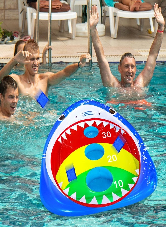 JOINBO Kids Fun Pool Toys,Inflatable Shark Cornhole Board Floating Water Game Outdoor Swim Play for Adults Family,Cool Summer Party Gift for 6 7 8 9 10 12 Year Old Boy Girl Teen - Image 3