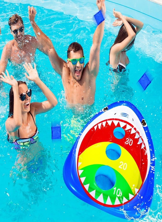JOINBO Kids Fun Pool Toys,Inflatable Shark Cornhole Board Floating Water Game Outdoor Swim Play for Adults Family,Cool Summer Party Gift for 6 7 8 9 10 12 Year Old Boy Girl Teen - Image 2