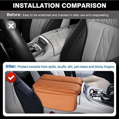 Karltys Center Console Cover for BMW X5 G05/ X7 G07 2019-2025 2026 /X6 G06 2020-2025 2026, Leather Middle Console Armrest Cover for BMW X5 Waterproof Protector with Storage Pockets (Brown) - Image 3