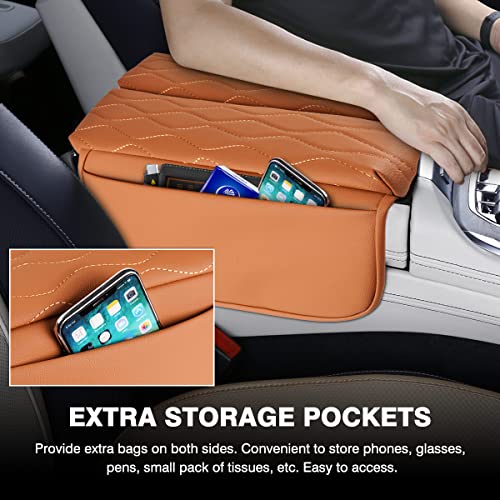 Karltys Center Console Cover for BMW X5 G05/ X7 G07 2019-2025 2026 /X6 G06 2020-2025 2026, Leather Middle Console Armrest Cover for BMW X5 Waterproof Protector with Storage Pockets (Brown) - Image 4