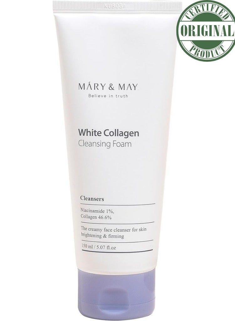 Mary & May White Collagen Cleansing Foam | Brightening, Firming & Deep Pore Cleanser - Image 1