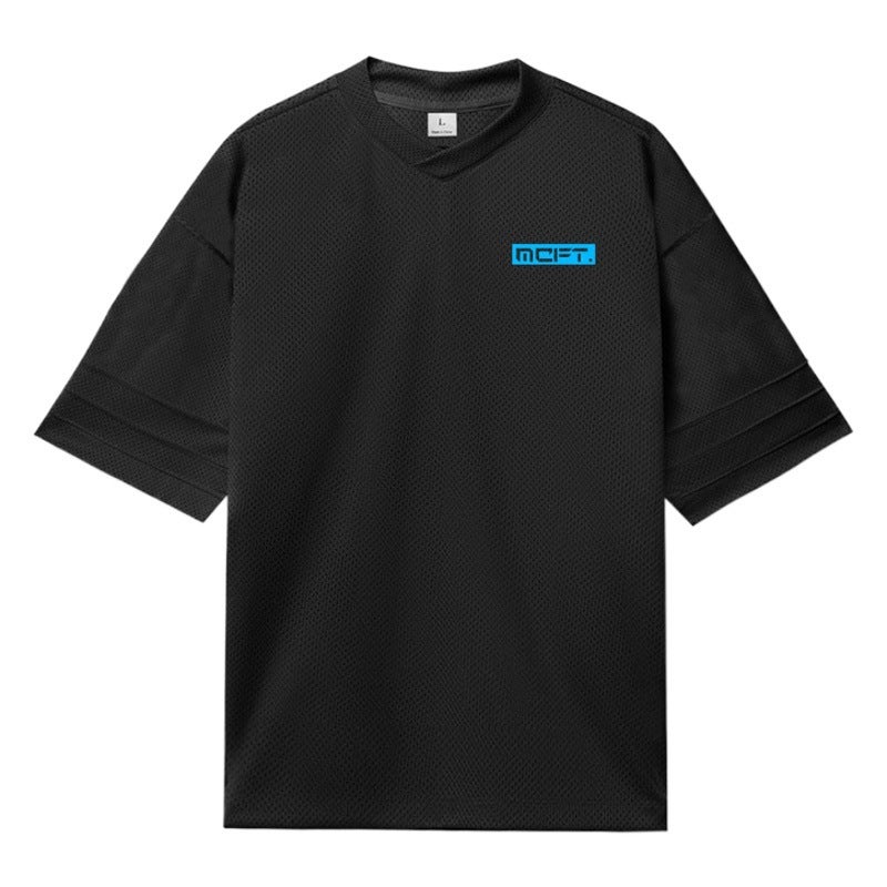 Summer loose plus size short sleeve men''s quick-drying large mesh training clothes and casual half sleeve bottoming shirt fashion - Image 1