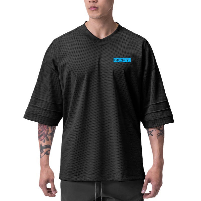 Summer loose plus size short sleeve men''s quick-drying large mesh training clothes and casual half sleeve bottoming shirt fashion - Image 4
