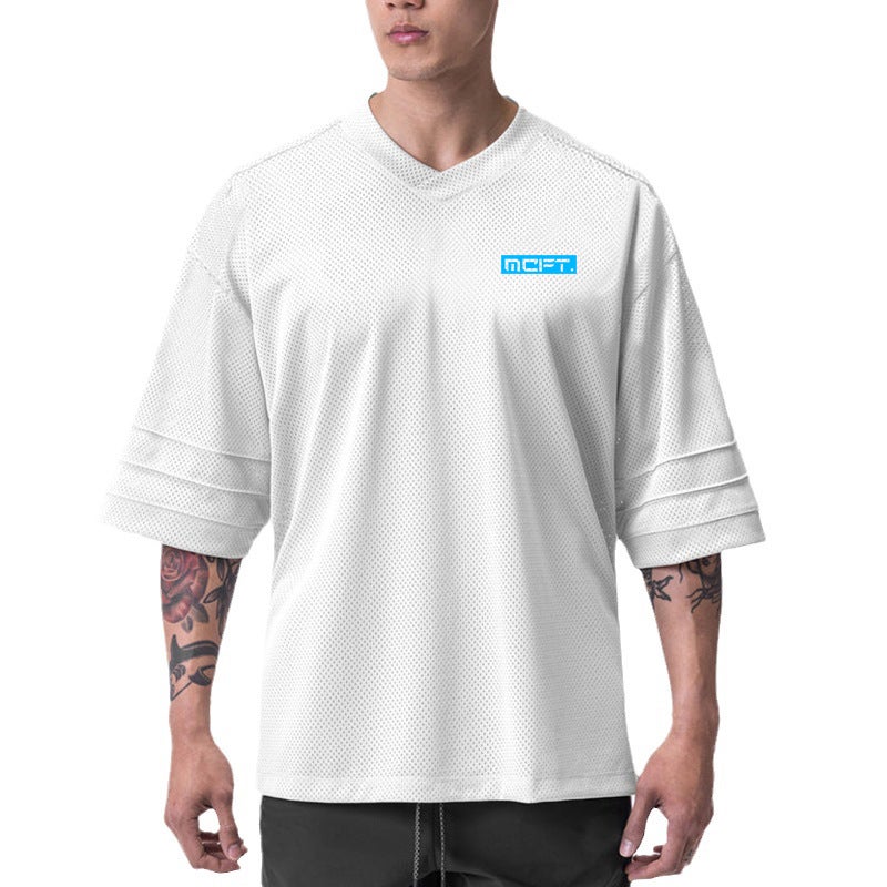 Summer loose plus size short sleeve men''s quick-drying large mesh training clothes and casual half sleeve bottoming shirt fashion - Image 2