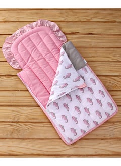 babyhug Babyhug Seahorse Print Zipper Nest Bag for Infants 0-10 Months - Cotton, Portable, 70x36cm  - Image 2