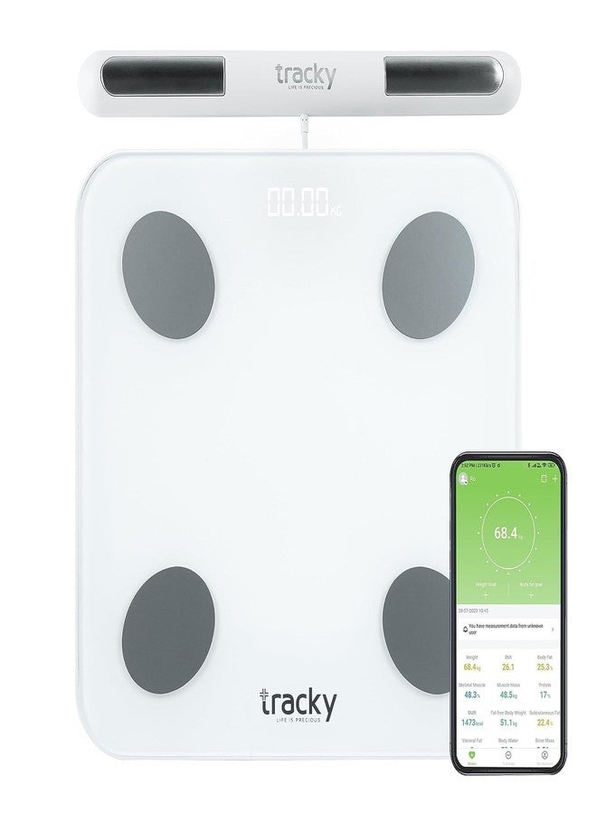 Tracky Advance Body Composition Scale with 8 Electrodes | 22 Essential Body Parameters | Full Body Segmental Analysis | Smart Body Fat Analyzer | - Image 1