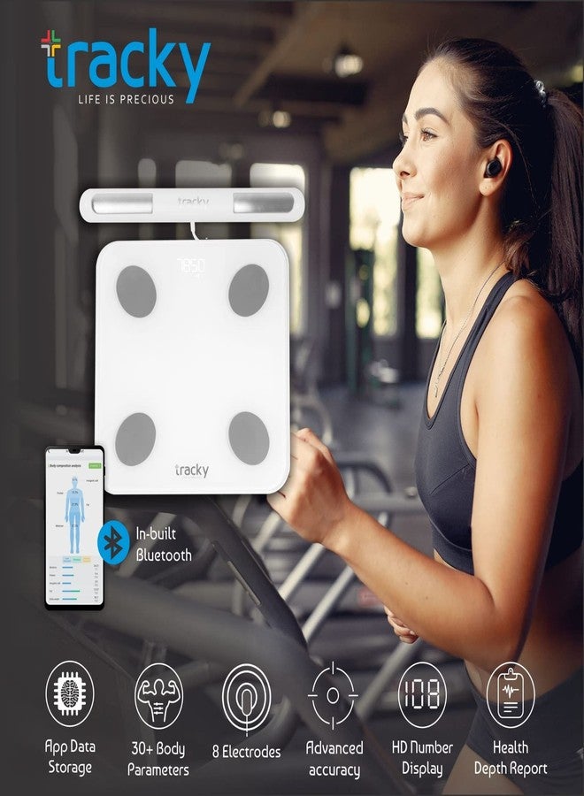 Tracky Advance Body Composition Scale with 8 Electrodes | 22 Essential Body Parameters | Full Body Segmental Analysis | Smart Body Fat Analyzer | - Image 4