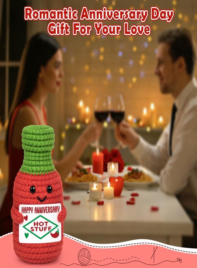 BVXFR Anniversary Romantic Gifts for Boyfriend Girlfriend Wedding Anniversary Men Women Gifts for Wife Husband Fiance Sweet Day Gift for Couple Him Her Funny Handmade Crochet Hot Sauce - Image 5