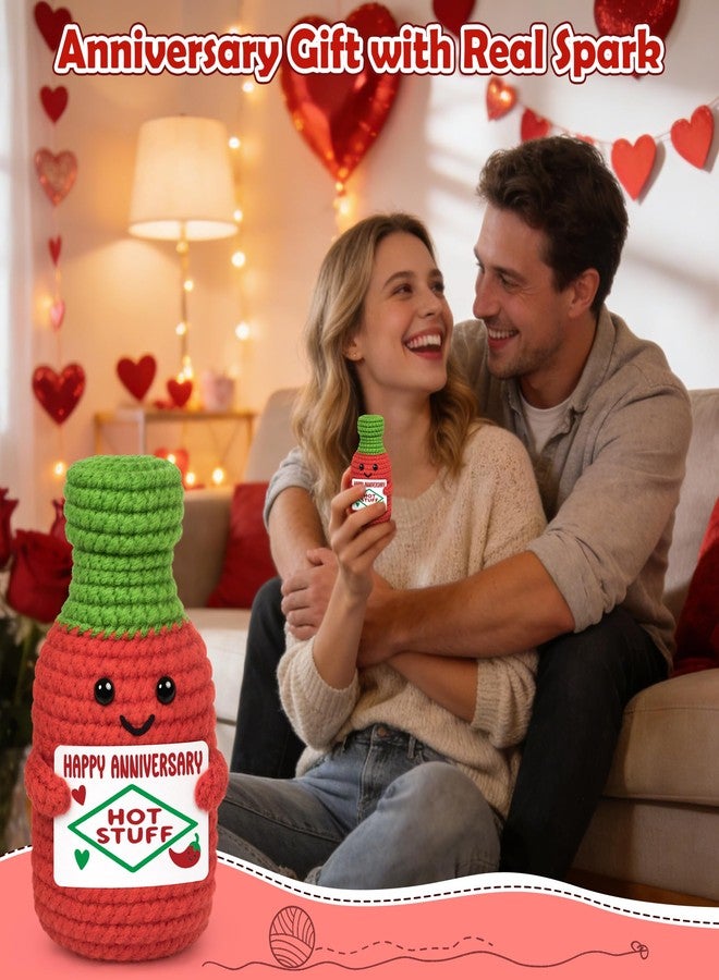 BVXFR Anniversary Romantic Gifts for Boyfriend Girlfriend Wedding Anniversary Men Women Gifts for Wife Husband Fiance Sweet Day Gift for Couple Him Her Funny Handmade Crochet Hot Sauce - Image 3
