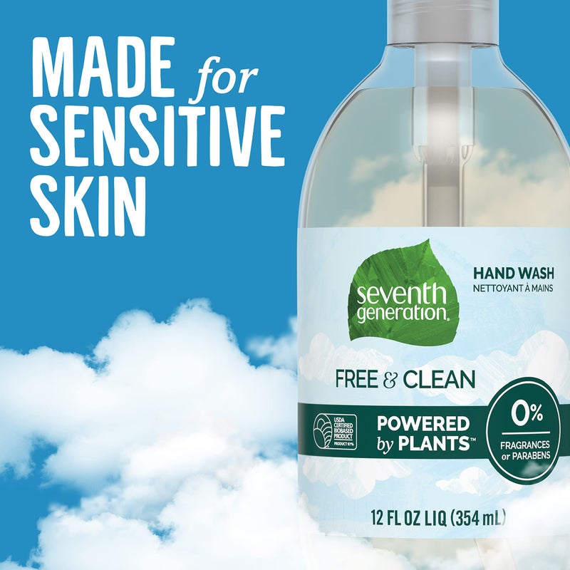 Seventh Generation Liquid Hand Soap Fragrance Free Free & Clean Unscented Hand Soap 12 Fl.oz, Pack of 8 - Image 2