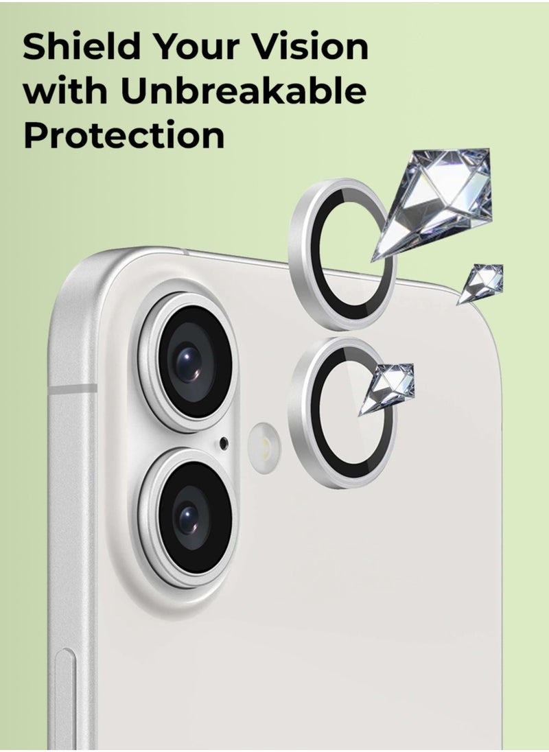 glassology iPhone 16 Plus Lens Guard Scratch Resistant Anti-Fingerprint Camera Protection (White)  - Image 2